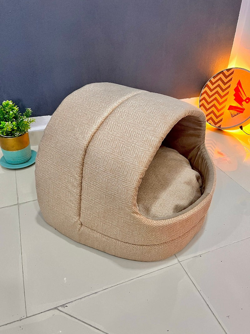 Niche Igloo Pour Chat/chien - Tente Triangulaire Avec Coussin Amovible - Confort Et Jeu (S, Gris)