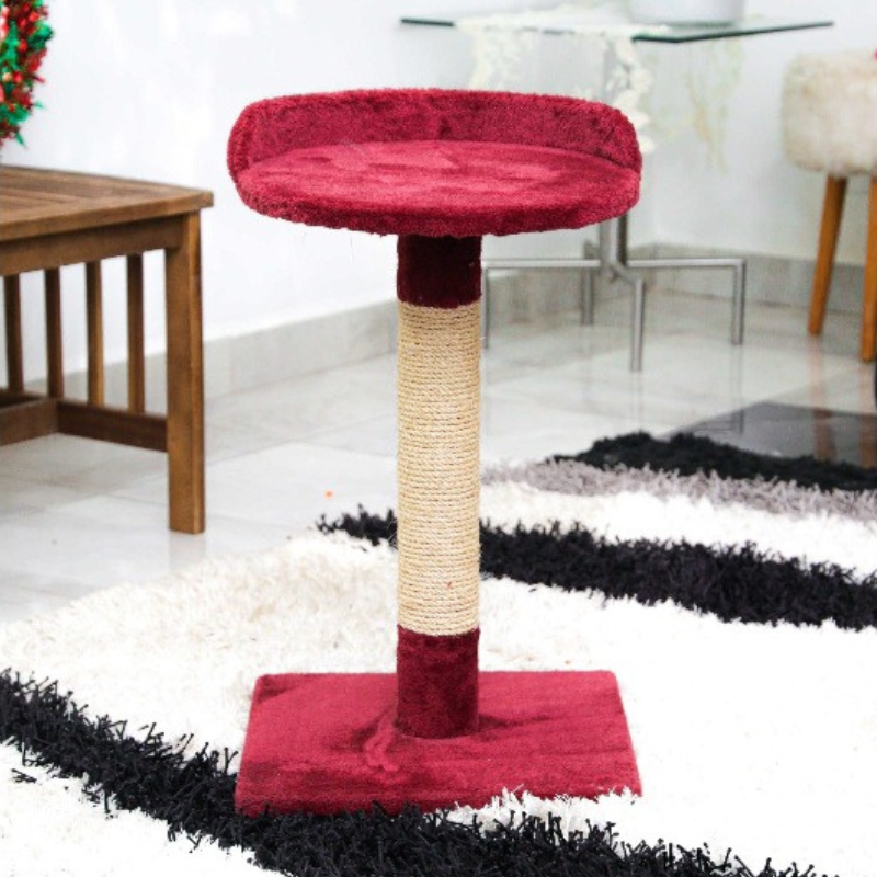 CHAGATÉ - Griffoir Rouge Bordeau pour Chat avec Chaise - Sisal+ - 60 cm