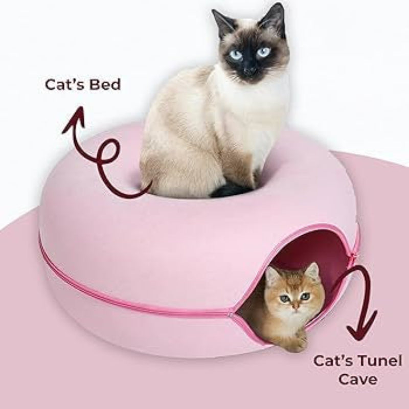 DONUTS TUNNEL ET LIT POUR CHAT EN ROSE