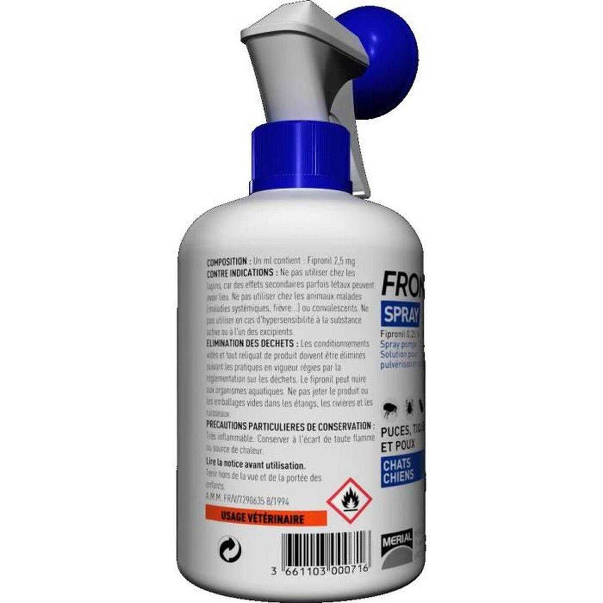 FRONTLINE Spray 250ml - Anti-puces et anti-tiques pour Chien et Chat