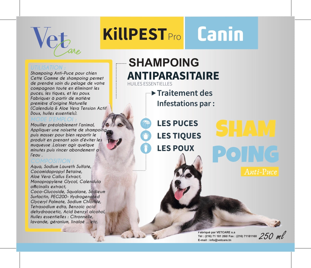 VETCARE - SHAMPOING ANTI PARASITAIRE CHIEN